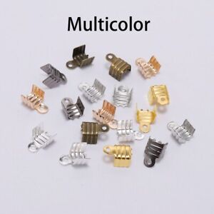 200pcs Small Cord End Tip Fold Over Three-wire Clasp Crimp Cord Buckle Connector