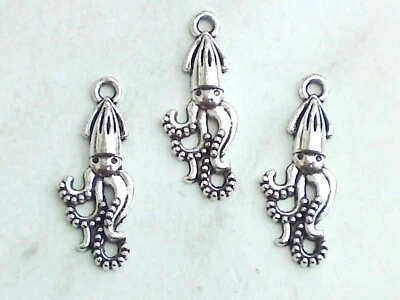 10 Anhänger Krake Oktopus 24x10mm Charm Maritim Meer Tintenfisch Schmuck Basteln - Bild 1 von 2