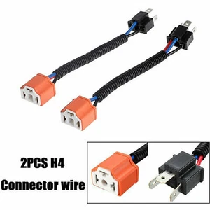 2x Ceramic H4 Hi Heat Headlight Headlamp Light Bulb Wiring Harness Socket Plug - Picture 1 of 6