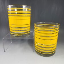 Toscany Yellow Stripes Drinking Glasses Tumblers Rocks Set of 2 Bourbon Whiskey