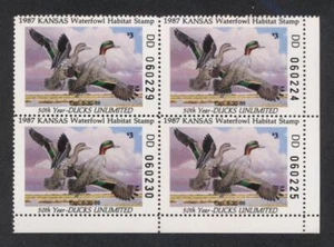 US 1987 STATE DUCK KANSAS KS1 MINT VF NH PLATE BLOCK - Picture 1 of 1