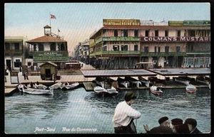 Port Said Commerce Street Shepheards Hotel Savoy Hotel Colmans Egypt Postcard - Picture 1 of 2