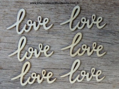 25 Cursive love wood letter word embellishment Wedding Decor craft supply wooden - Image 1 of 3