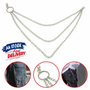 Cross Shaped Trousers Chain Rock Hip Hop Pendant Key Gothic Punk Jean Silver - Picture 1 of 9