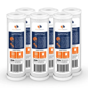 6-Pack of 5µm Carbon Block Coconut Shell Water Filter Cartridge 10" by Aquaboon - Picture 1 of 1