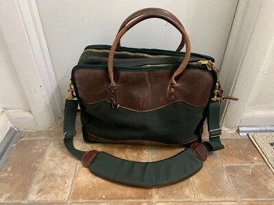 Mensajero Orvis, Viaje, Equipaje, Bolso de Hombro Verde Lona y Cuero De Colección Foto 1 de 4