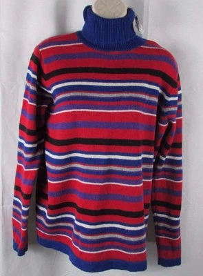 Women's Investments red white blue striped sweater Large New turtleneck  - Image 1 of 4