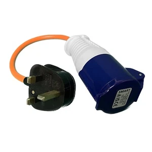 Caravan Fly Lead Hook Up Adaptor Converter 13A UK Plug to 16A Socket 230V TX02E - Picture 1 of 3