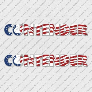CONTENDER BOAT LOGO WAVY USA FLAG DECALS STICKERS 26" x 3.9" 2pcs. - Picture 1 of 2