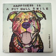 Dean Russo Art on ceramic tile Coaster Happiness is a Pit Bull Smile
