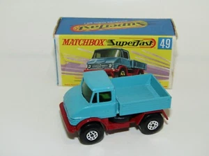 Matchbox Superfast No 49 Unimog Rarer Reg Wheel Colour Black Axle clips NMIB - Picture 1 of 9