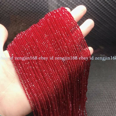 Venta al por mayor 10 hebras 2 mm piedras preciosas de jade rojo natural facetadas cuentas sueltas redondas 15" Foto 1 de 4