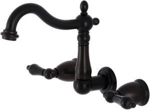 Kingstonbrass Double-Handle Wall Mount Bathroom Faucet, Oil Rubbed Bronze - Picture 1 of 3