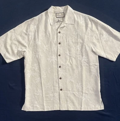 Vintage  Jamaica Jaxx Men's Shirt 100% Silk Short Sleeve Button Ivory Color ~S - Изображение 1 из 4