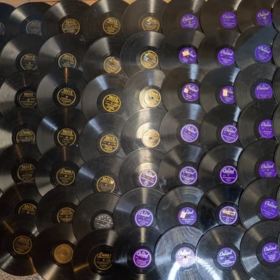 x63 HUGE LOT Decca & Capitol Only 78 RPM Records Job Fun Bulk Music Collection - Image 1 of 4