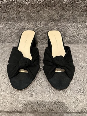 Loeffler Randall Celeste 结黑色麂皮绒粗跟凉鞋 5 码 — 第 1/4 张图片