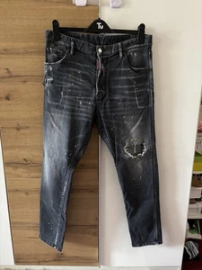Dsquared2 Ripped Tapered Jeans Black Wash Size 50 Mens (Fits As A Size 48) - Picture 1 of 7