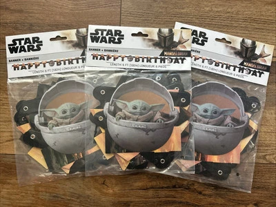 Star Wars Lot Happy Birthday Party Decor Yoda 6ft  Hanging Banner Decorations - Image 1 of 2
