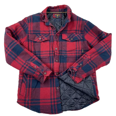 Billabong Chacket Hombres Mediano Rojo Azul Franela Camisa Chaqueta Manta Forrada a Cuadros Foto 1 de 4