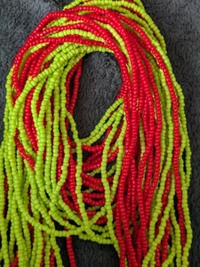 2x Elegant African Elastic Red& yellow Waist bead /belly chain 1sized fit.31.5in - Picture 1 of 12