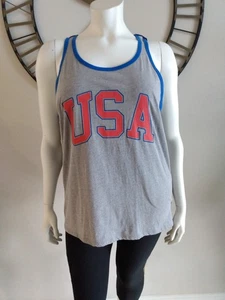 Camiseta sin mangas Fifth Sun Patriotic extraíble bandera capa gris rojo blanco azul para mujer talla 2X - Imagen 1 de 12