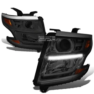 Fit 15-20 Chevy Suburban/Tahoe Smoked Amber Projector Headlights w/LED DRL - Picture 1 of 5