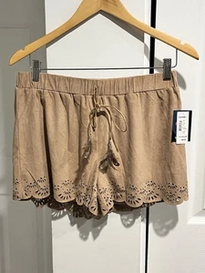 Heart Soul Womens Suede Bohemian Festival Booty Shorts Tan M - Picture 1 of 13