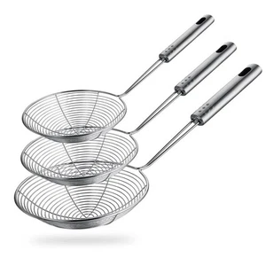 Spider Strainer Skimmer Spoon, Set of 3 Sizes Frying Spoon Stainless Steel Fr... - Picture 1 of 7