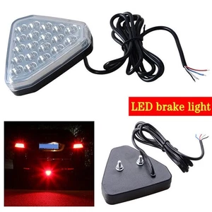 Clear Universal F1 Style Triangle 12 LED Rear Stop Tail 3rd Brake Strobe Light - Picture 1 of 7