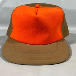 Vintage Canvas All FOAM SNAPBACK 1970’s Hunter Orange Brown Blank Hat Cap - Bild 1 von 10