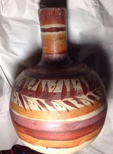Vintage Botellon de Barro Grande 13" hand-painted Clay Water Jug Carafe Mexico - Picture 1 of 9