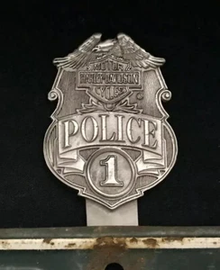 HARLEY-DAVIDSON #1 POLICE BADGE EMBLEM MOTORCYCLE CAR SOLID LICENSE PLATE TOPPER - Picture 1 of 1
