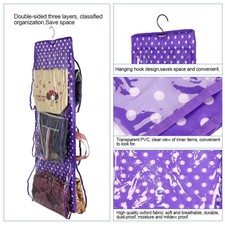 6 Pockets Hanging Closet Organizer Clear Foldable Handbag Purse Tote Storage Bag