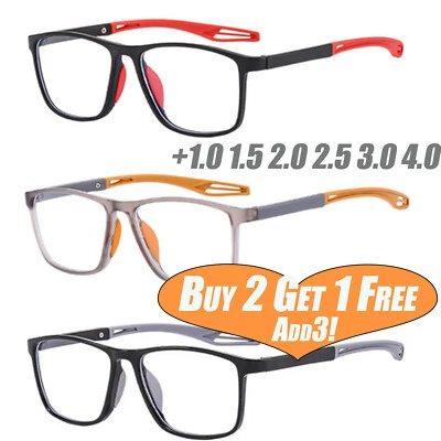 2+1free Mens Non Slip Readers Anti-blue Light Reading Glasses Men Women Portable
