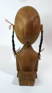 Vintage AFRICAN FETISH / DOLL FIGURINE Voodoo? Hand Carved Wood w/ Hair? 7" Tall - Picture 1 of 10