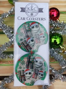 Jack Skellington Ho Ho Ho Christmas Handmade Car Coaster Set Stocking stuffers - Picture 1 of 1