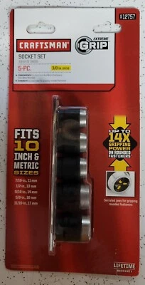 CRAFTSMAN 5 PIECE EXTREME GRIP SOCKET SET 3/8 DRIVE   912757 - Image 1 of 2