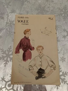 ❤️1952 Vogue Nähmuster Miss Gr. 16 Bolero Jacke 7590 GESCHNITTEN - Bild 1 von 5