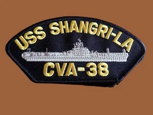 USS SHANGRI- LA CVA-38 U.S NAVY SHIP HAT PATCH CARRIER U.S.A MADE HEAT TRANSFER - Picture 1 of 4