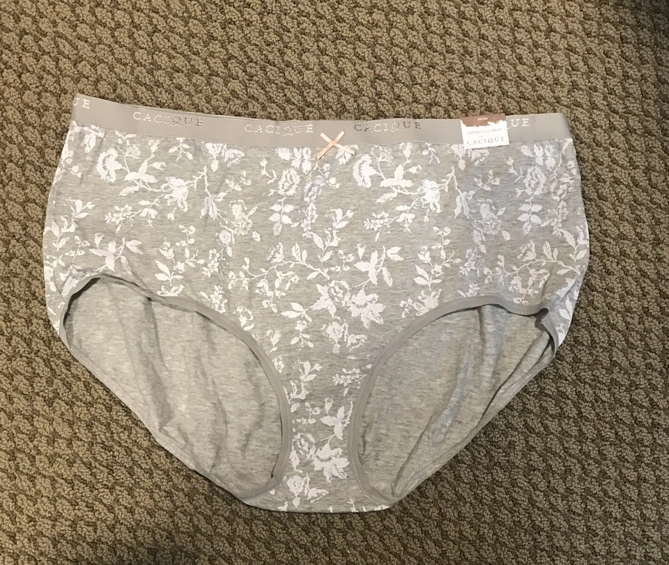 Bragas calzoncillos completas de algodón gris blanco floral talla 22/24 Cacique para mujer Foto 1 de 4
