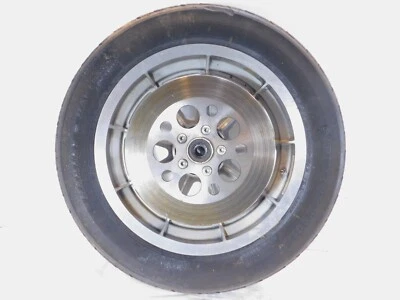 Harley Davidson Dyna Softail & Sportster 883 Cast Rear Wheel Rim & Tire - BENT - Image 1 of 4