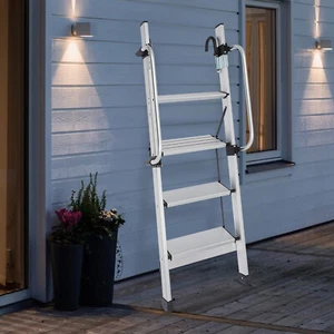 Taburete resistente antideslizante con empuñadura de escalera de 4 peldaños pedal ancho aluminio plata 330 lb - Imagen 1 de 13