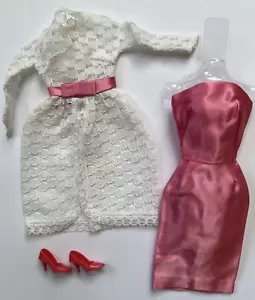 Vintage Barbie Gartenhochzeit #1658 rosa Satin Kleid, Spitze Überkleid Schuhe SCHÖN - Bild 1 von 11