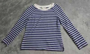 Seasalt Cornwall Raglan Top Women's Size 14 Blue White Striped Long Sleeve - Picture 1 of 9