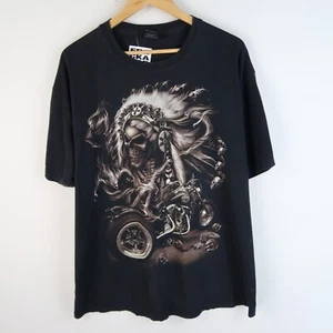 VINTAGE 90'S Fantasy Skull Skeleton Rock Biker t-shirt SZ XL (M1131) - Picture 1 of 4
