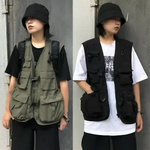 Women Men Unisex Jacket Waistcoat Pocket Fishing Utility Vest Gilet Top Casual - Picture 1 of 14