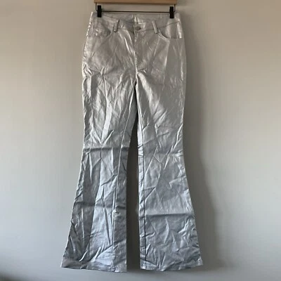 Pantalones Acampanados Metallic Club Rave Party Circuit Para Mujer XL 0XL Brillante Disco Y2K Años 70 Foto 1 de 4