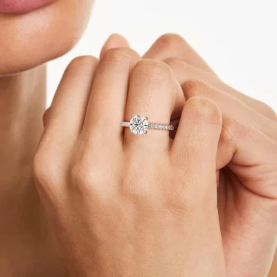 Engagement Ring 14k Yellow Gold IGI 1.30 Ct Lab Created Round Diamond EF VS - Image 1 of 4