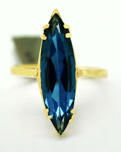GENUINE 3.90 Cts BLUE ZIRCON RING 14k YELLOW GOLD - Free Appraisal * NWT