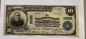 Kennett Square Pennsylvania, National Bank $10 1902 PB, escaso - Imagen 1 de 2